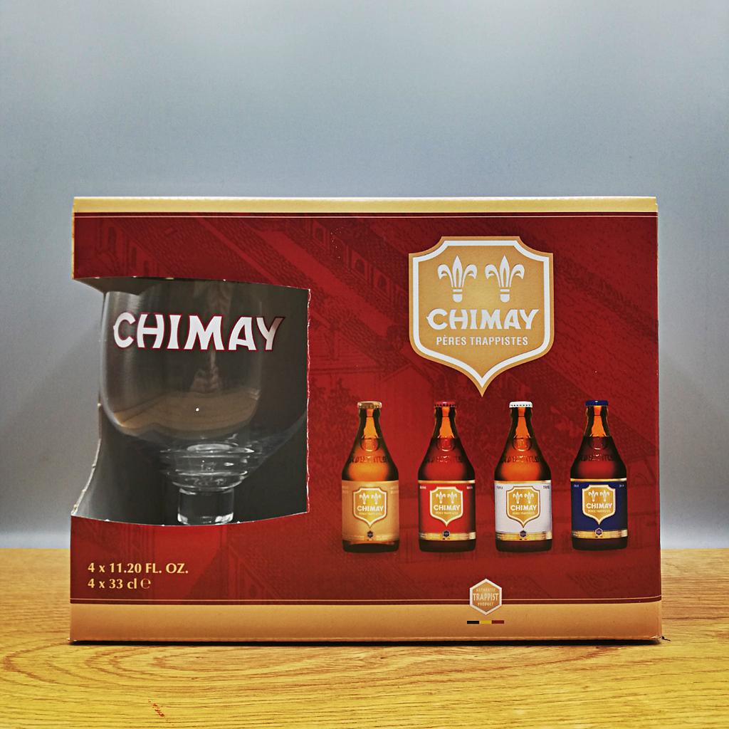 Gift Pack - CHIMAY Quadrilogy 4x 330ml + Glass