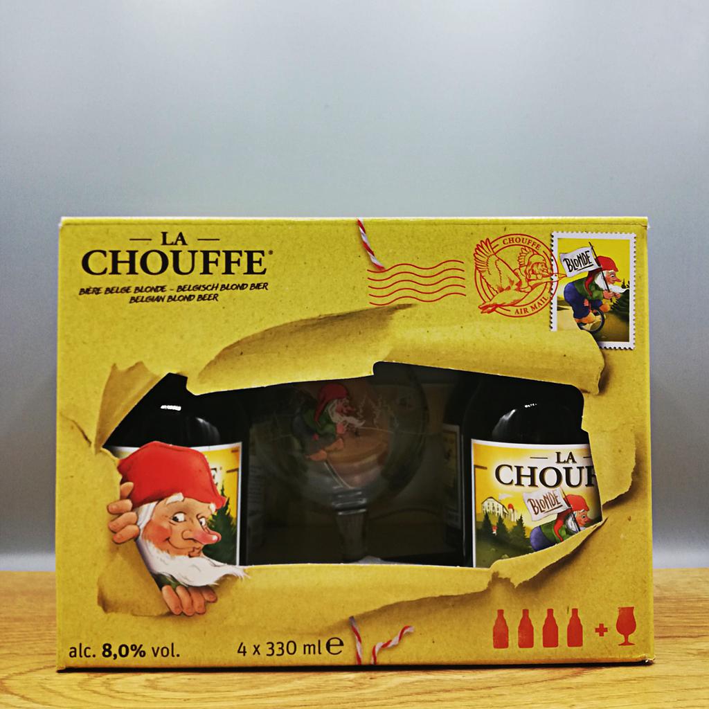 Gift Pack - LA CHOUFFE 4x 330ml + Glass